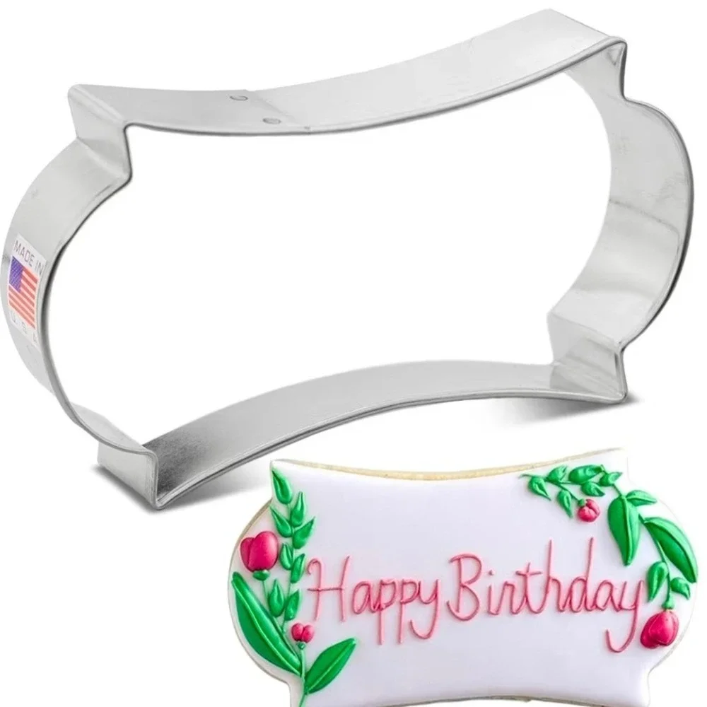 Pair of Large Long Plaque Cookie Cutters‎ 5 Inch Steel Frame Made in USA